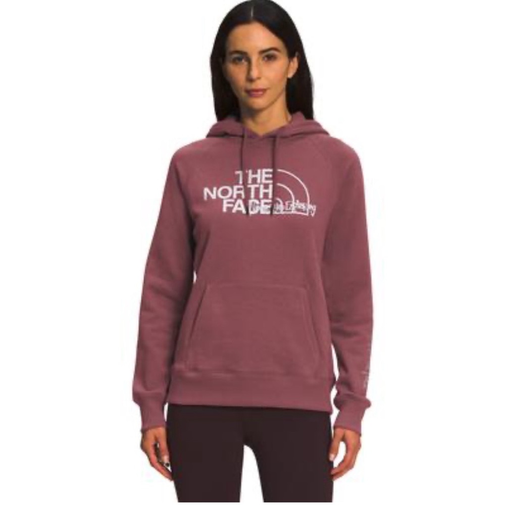 The Northface Pink Purple Never Stop Exploring Sweatshirt Hoodie
